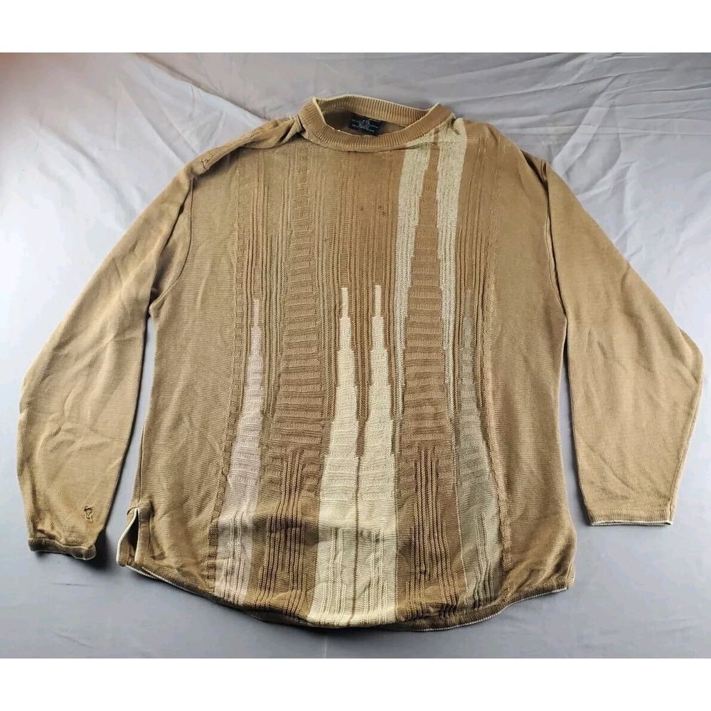 Vintage Bergati Sweater Mens XXL Beige 3D Knit